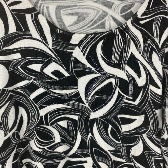 Louise FD Sweater Womens Medium Black White Lightweight Pullover Beaded Top - Picture 4 of 7